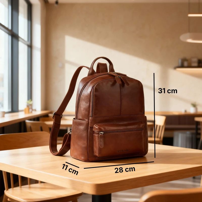 "Marcella" Moderner Kleiner Leder Rucksack Damen 13 Zoll