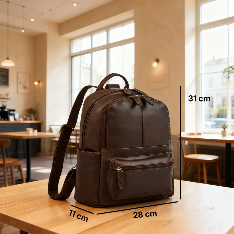 "Marcella" Moderner Kleiner Leder Rucksack Damen 13 Zoll