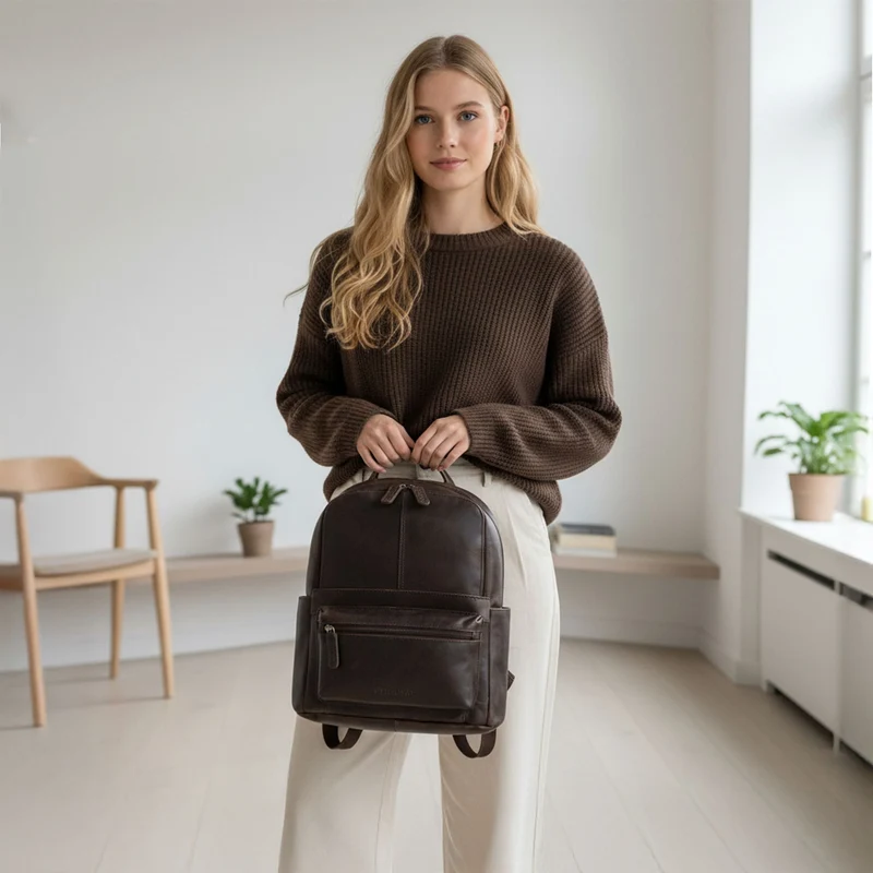 "Marcella" Moderner Kleiner Leder Rucksack Damen 13 Zoll