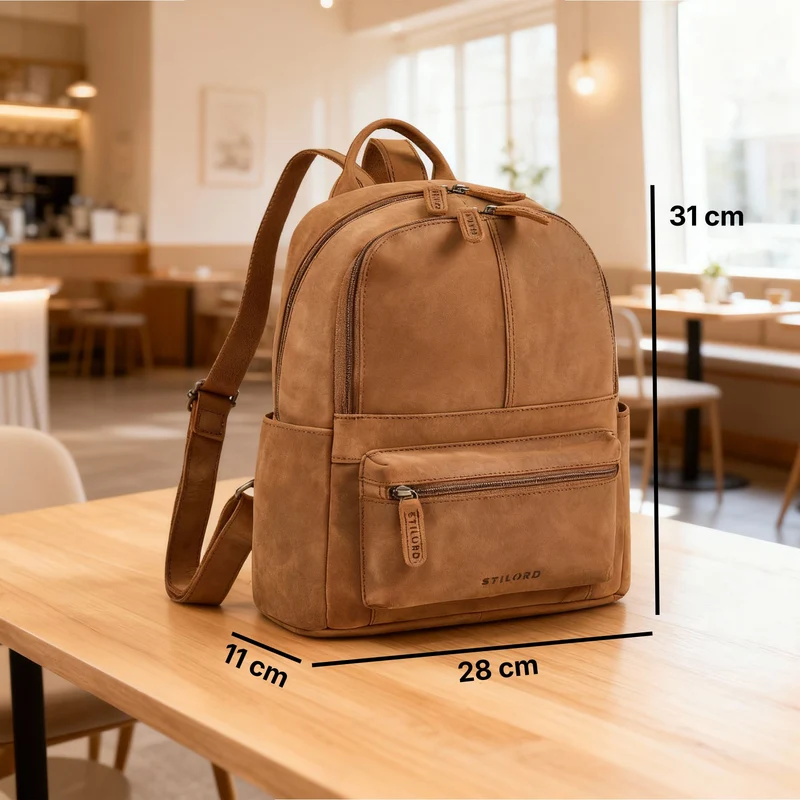 "Marcella" Moderner Kleiner Leder Rucksack Damen 13 Zoll