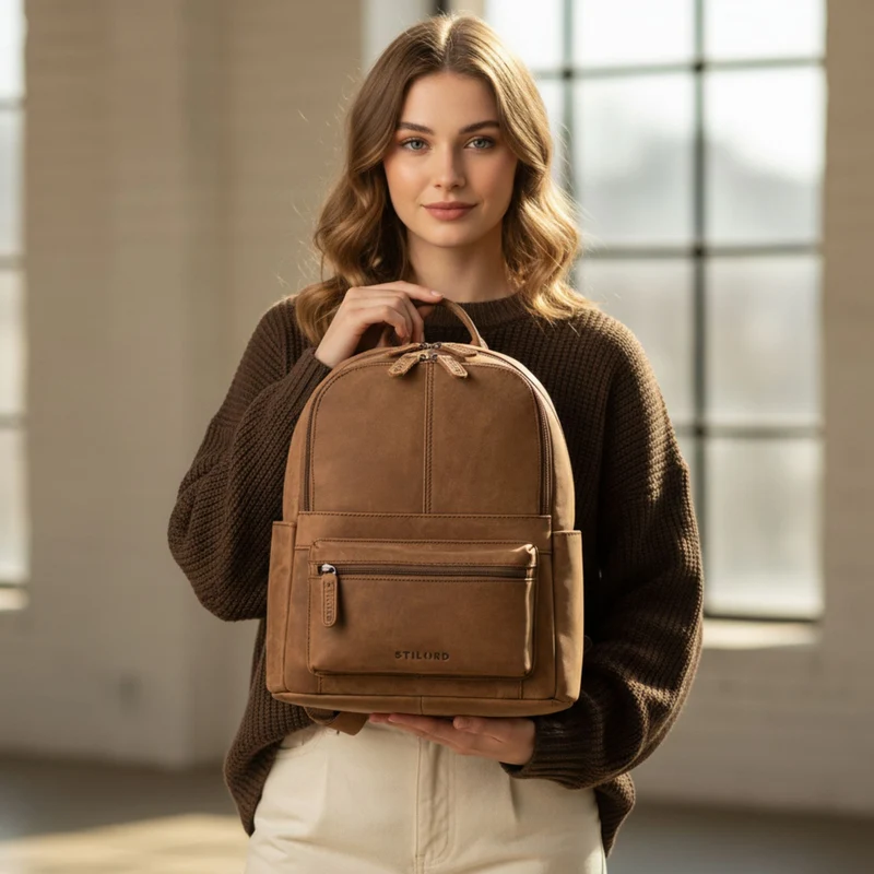 "Marcella" Moderner Kleiner Leder Rucksack Damen 13 Zoll