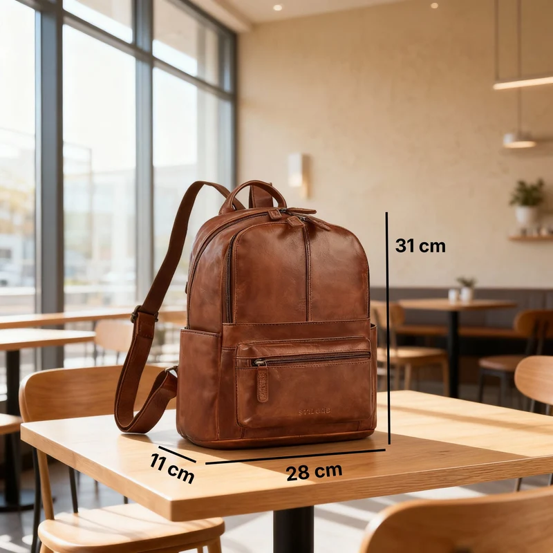 "Marcella" Moderner Kleiner Leder Rucksack Damen 13 Zoll