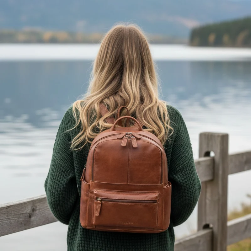 "Marcella" Moderner Kleiner Leder Rucksack Damen 13 Zoll