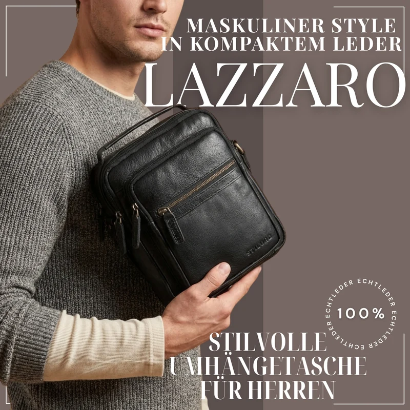 "Lazzaro" Umhängetasche Herren Leder Klein für 10,9 Zoll Tablet