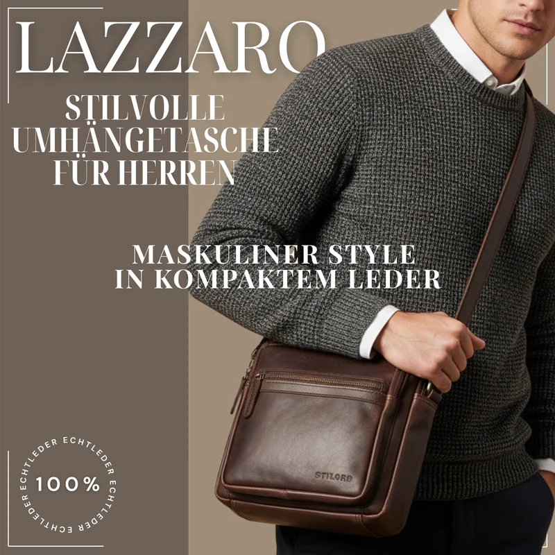 "Lazzaro" Umhängetasche Herren Leder Klein für 10,9 Zoll Tablet