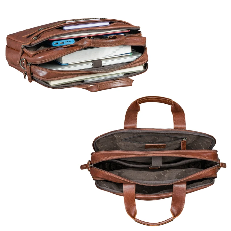 "Alberto" Geräumige Laptoptasche 15.6 Zoll Leder für Herren