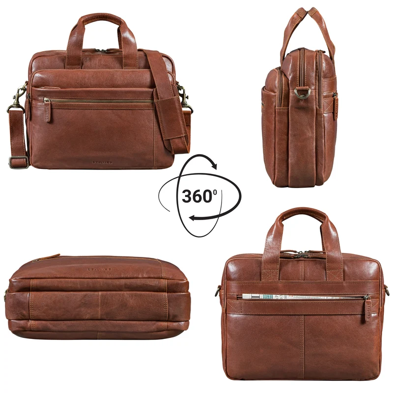 "Alberto" Geräumige Laptoptasche 15.6 Zoll Leder für Herren
