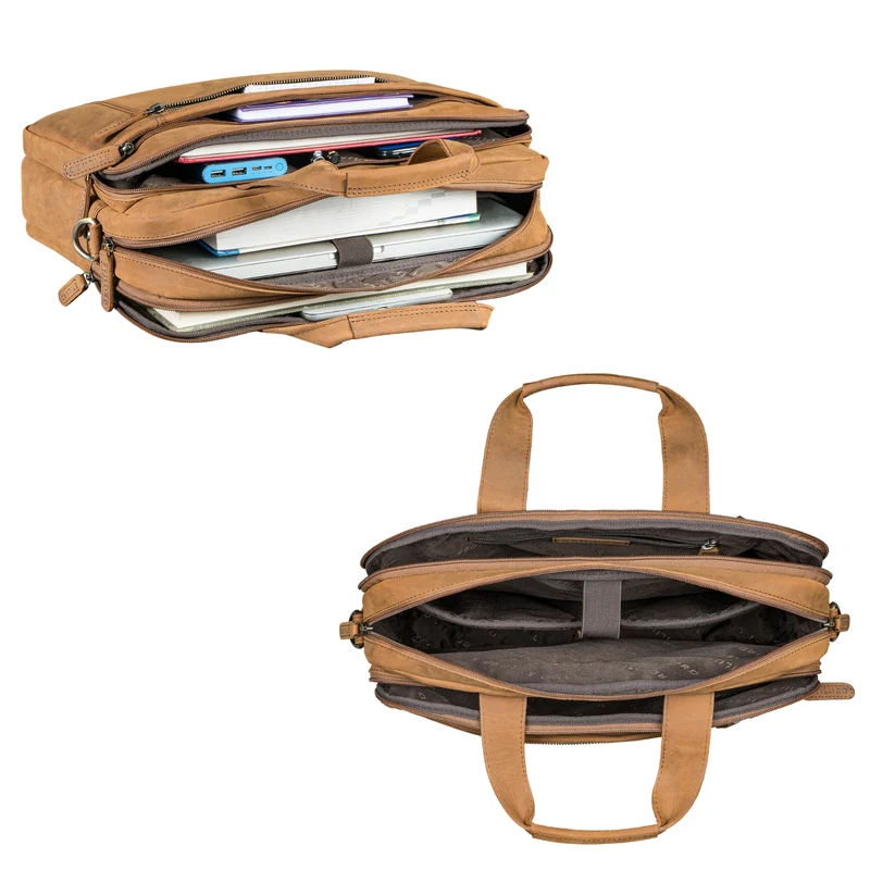"Alberto" Geräumige Laptoptasche 15.6 Zoll Leder für Herren