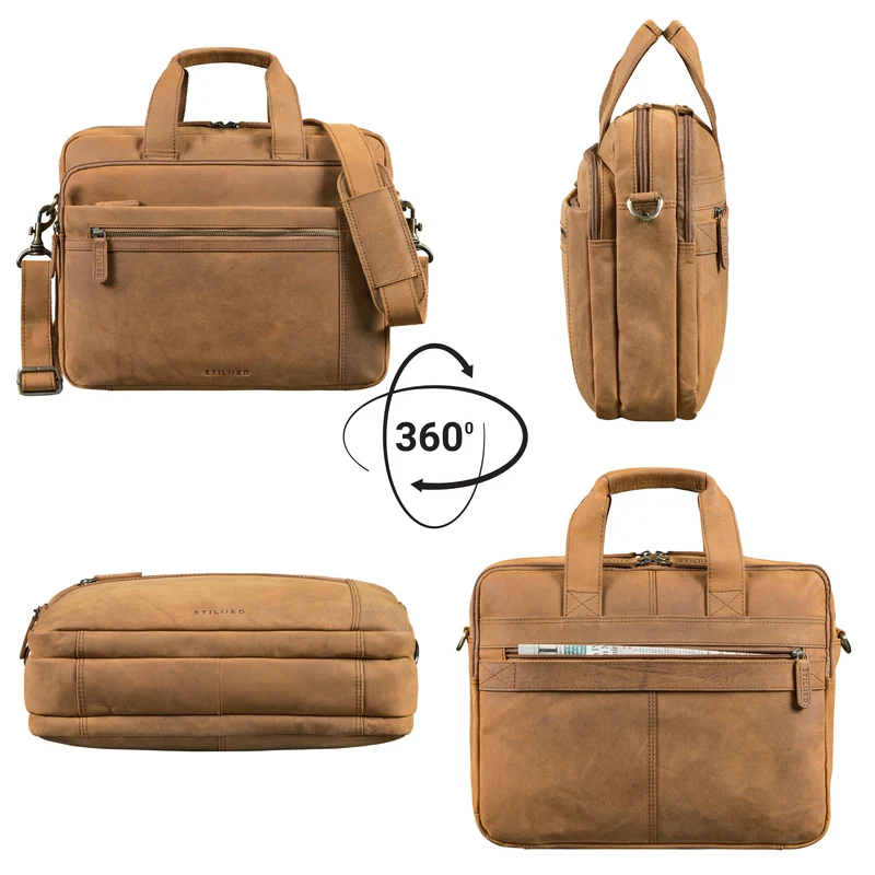 "Alberto" Geräumige Laptoptasche 15.6 Zoll Leder für Herren