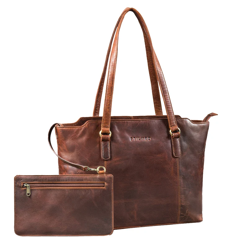 "Livia" Leder Shopper Tasche Damen Groß 2-teiliges Set mit Clutch