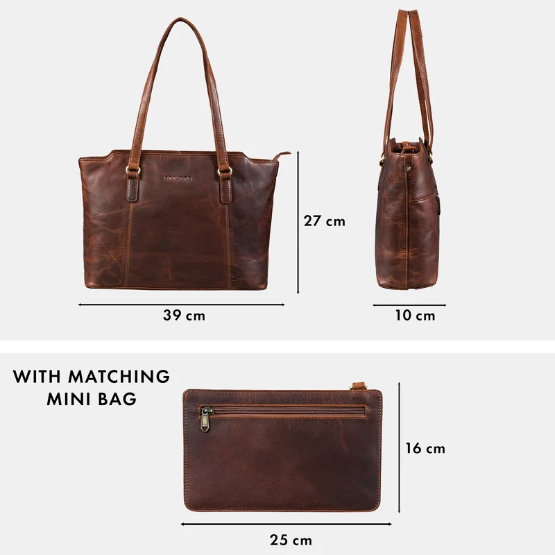"Livia" Leder Shopper Tasche Damen Groß 2-teiliges Set mit Clutch