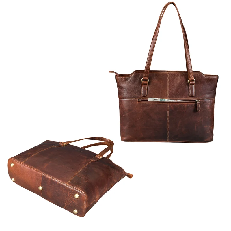 "Livia" Leder Shopper Tasche Damen Groß 2-teiliges Set mit Clutch