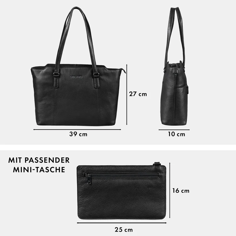 "Livia" Leder Shopper Tasche Damen Groß 2-teiliges Set mit Clutch