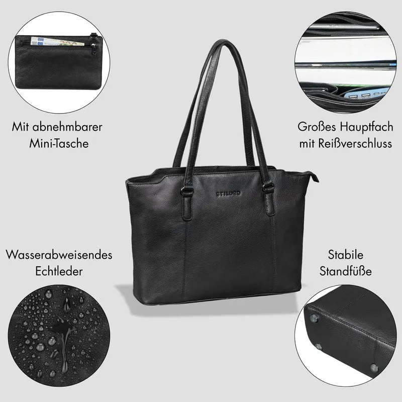 "Livia" Leder Shopper Tasche Damen Groß 2-teiliges Set mit Clutch