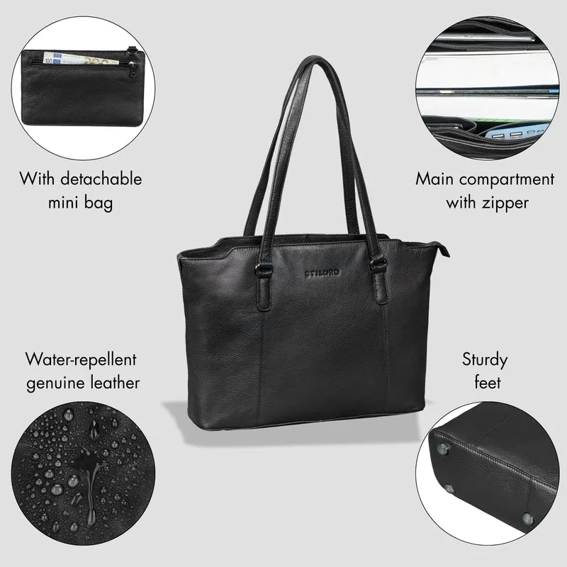 "Livia" Leder Shopper Tasche Damen Groß 2-teiliges Set mit Clutch