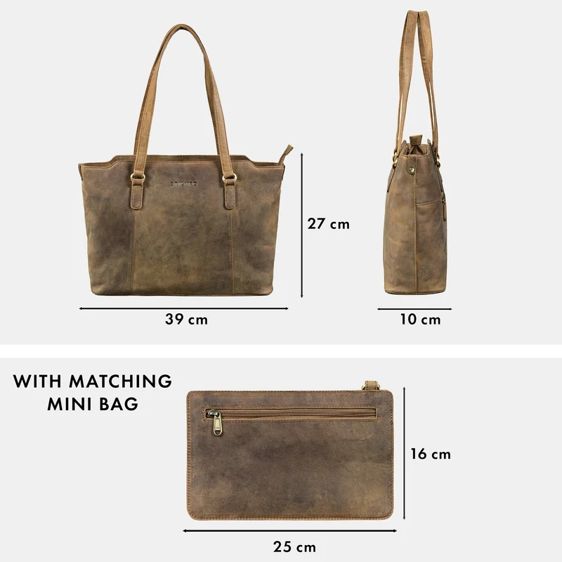 "Livia" Leder Shopper Tasche Damen Groß 2-teiliges Set mit Clutch