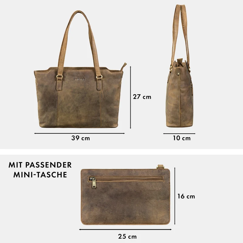 "Livia" Leder Shopper Tasche Damen Groß 2-teiliges Set mit Clutch