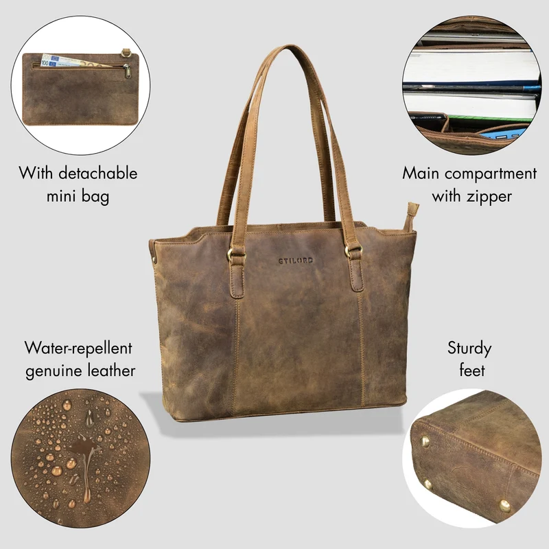 "Livia" Leder Shopper Tasche Damen Groß 2-teiliges Set mit Clutch