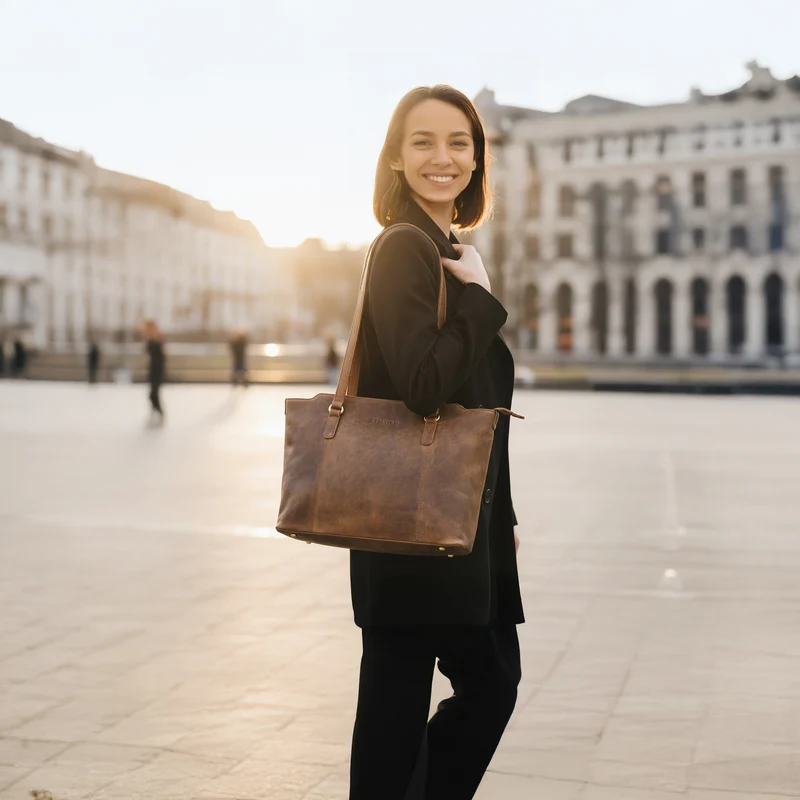 "Livia" Leder Shopper Tasche Damen Groß 2-teiliges Set mit Clutch