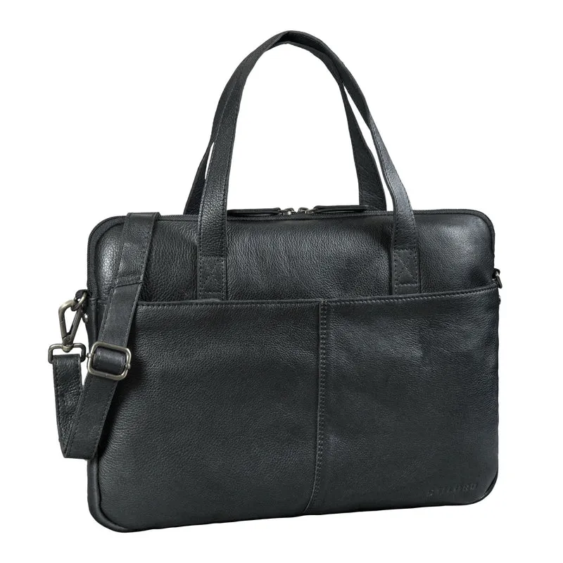 "Leonel" Dünne Leder Herren Laptoptasche 15.6 Zoll mit Gurt & Griff
