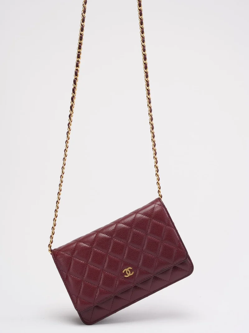 Chanel Burgundy Classic Wallet on Chain (WOC) 2016