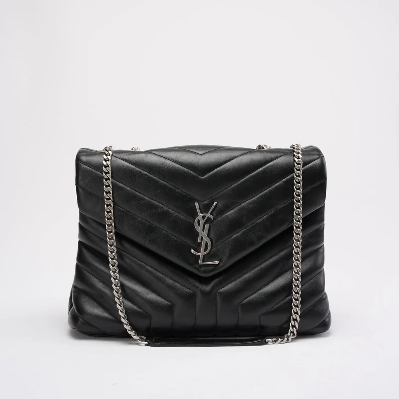 Saint Laurent Schwarze Loulou Medium Schultertasche 2021
