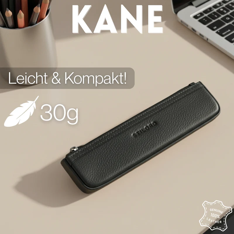 "Kane" Schmales Stifteetui Leder mit Reißverschluss für Büro & Uni