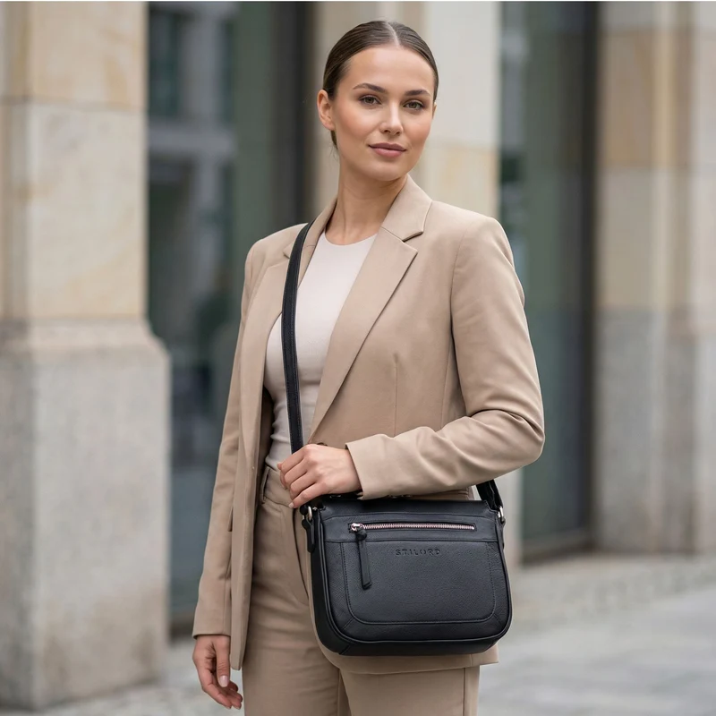"Philine" Kleine Vintage Leder Handtasche für Damen zum Umhängen