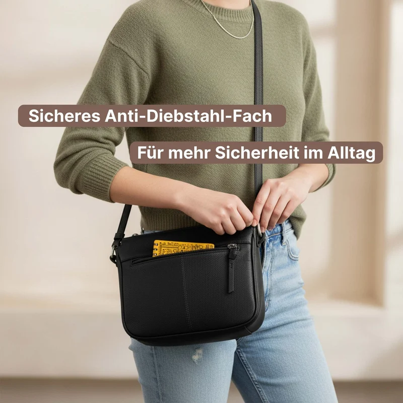 "Philine" Kleine Vintage Leder Handtasche für Damen zum Umhängen