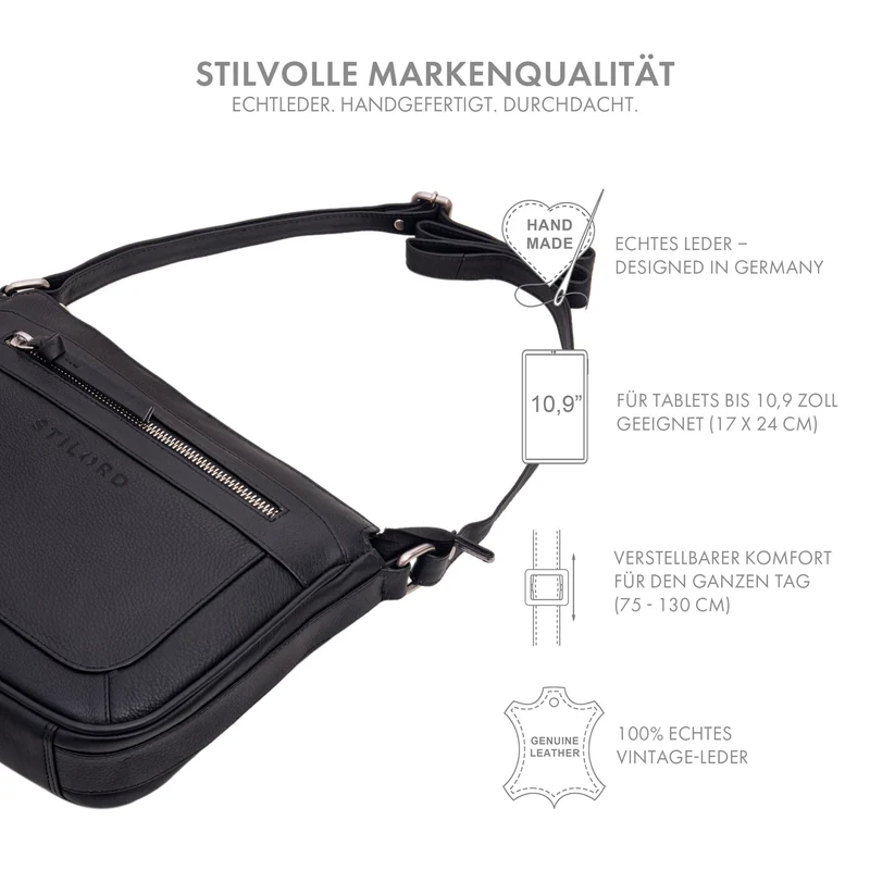 "Philine" Kleine Vintage Leder Handtasche für Damen zum Umhängen