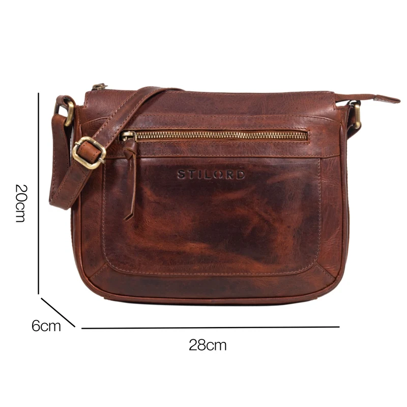 "Philine" Kleine Vintage Leder Handtasche für Damen zum Umhängen