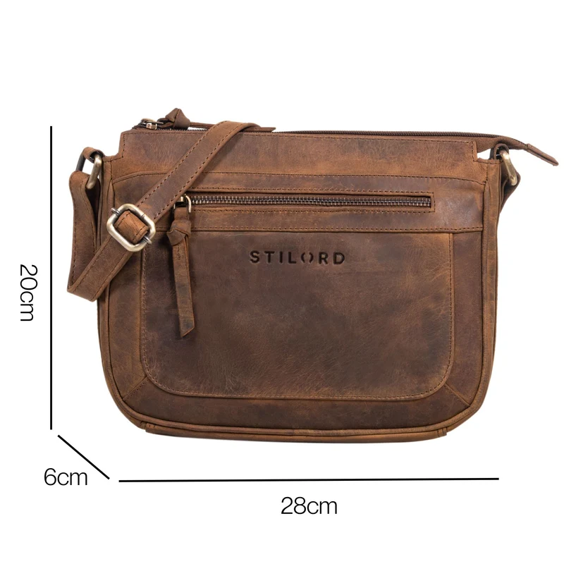 "Philine" Kleine Vintage Leder Handtasche für Damen zum Umhängen