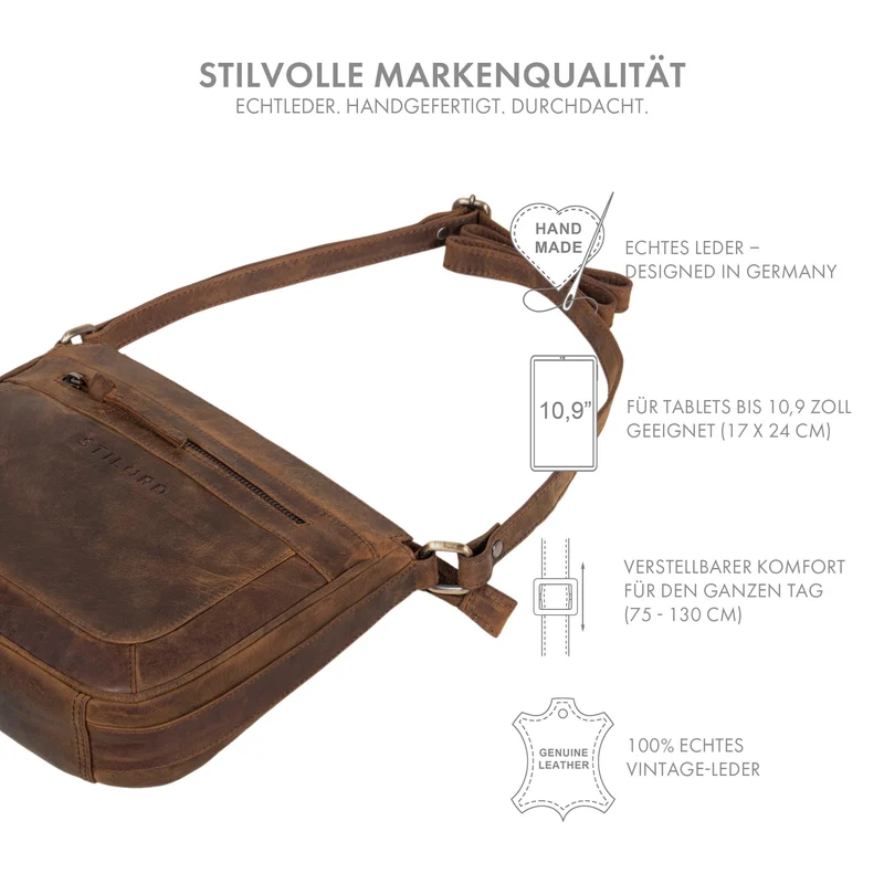 "Philine" Kleine Vintage Leder Handtasche für Damen zum Umhängen