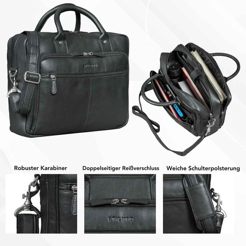 "Jerome" Echtleder Aktentasche Herren mit 16 Zoll Laptopfach