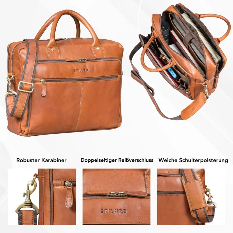 "Jerome" Echtleder Aktentasche Herren mit 16 Zoll Laptopfach