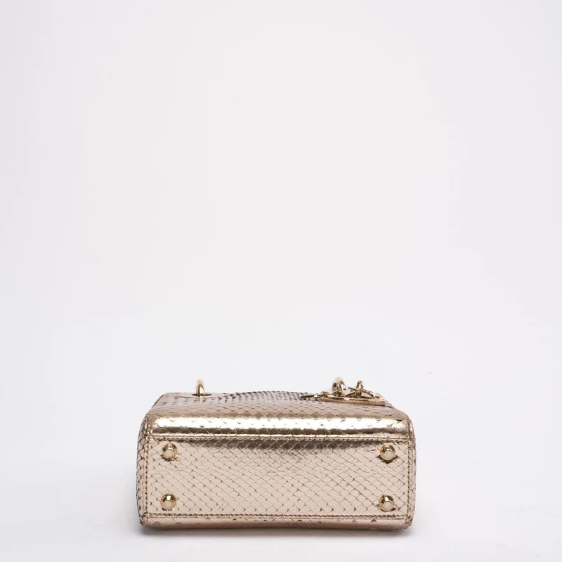 Dior Mini Lady Dior Tasche Gold aus Pythonleder 2014