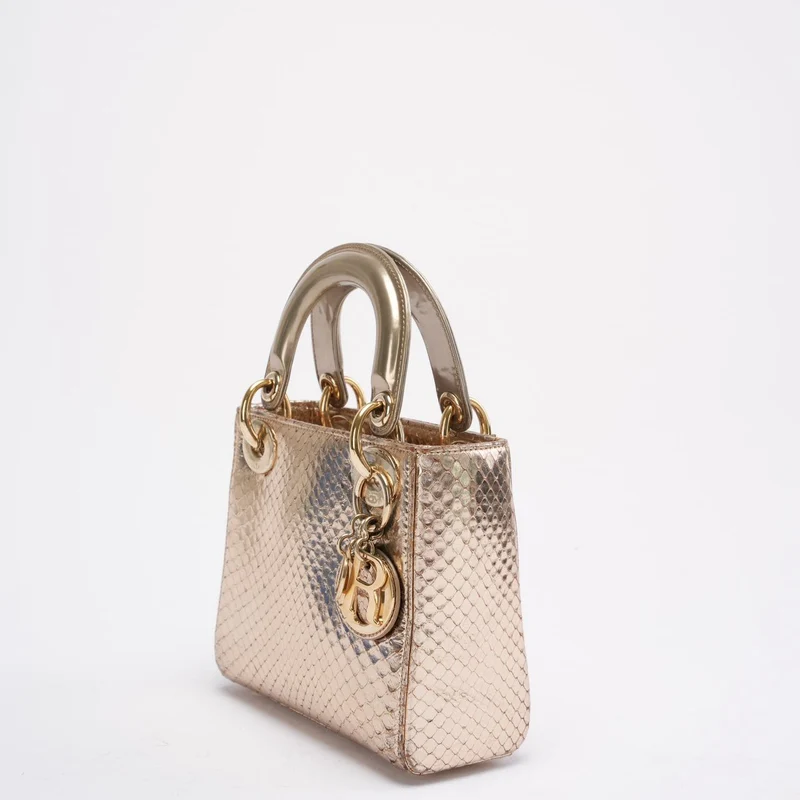 Dior Mini Lady Dior Tasche Gold aus Pythonleder 2014