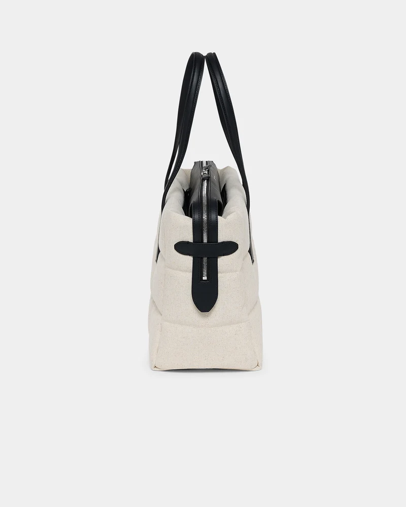 Tela Tote Medium Natural Black Canvas