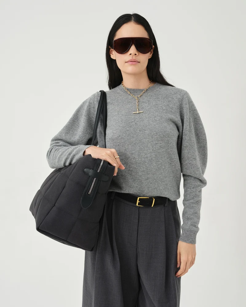 Tela Tote Large Black Canvas