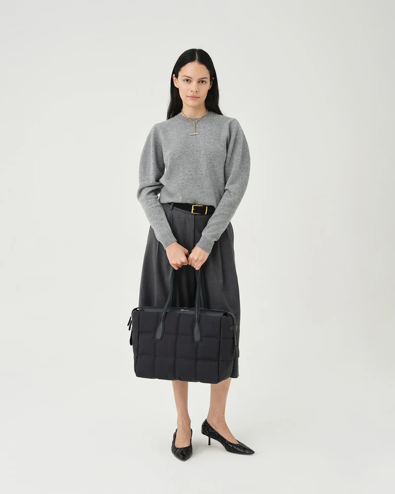 Tela Tote Medium Black Canvas