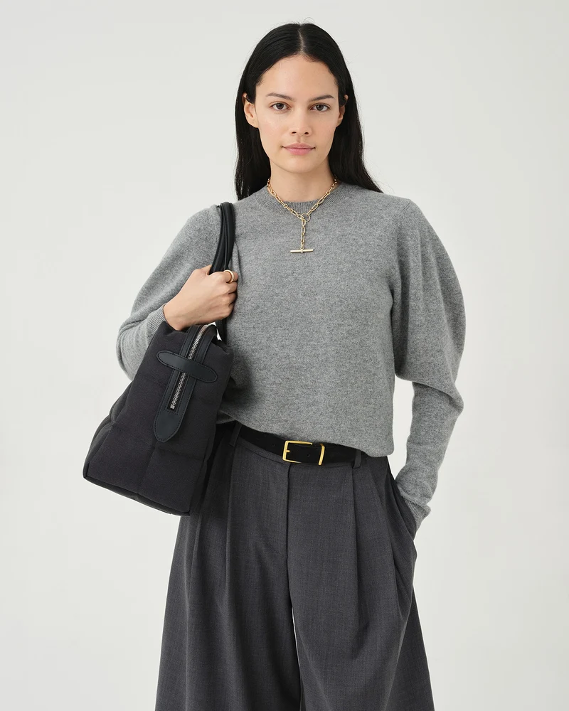 Tela Tote Medium Black Canvas