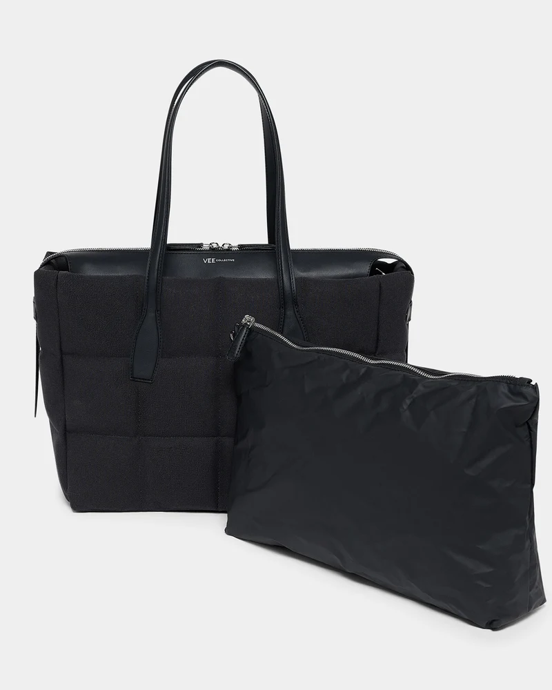 Tela Tote Medium Black Canvas