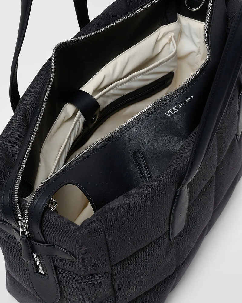 Tela Tote Medium Black Canvas