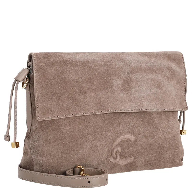 Coccinelle Lidia Suede Bim - Schultertasche 31 cm (warm taupe)