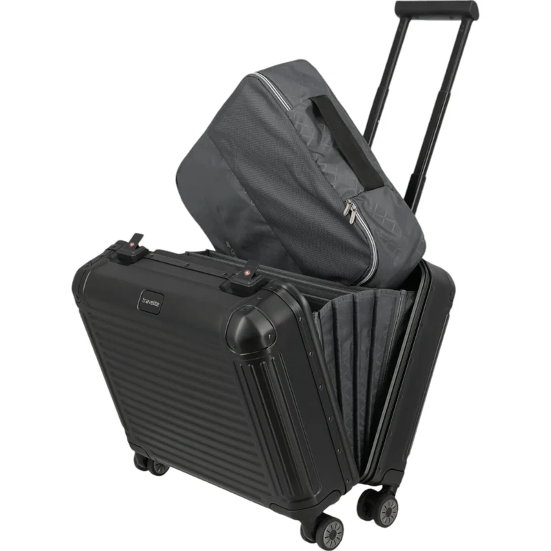 Travelite Next 4-Rad Business Trolley aus Aluminium 44 cm -Schwarz