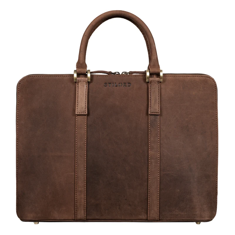"Leonora" Schmale Aktentasche Damen Leder 15,6 - 16 Zoll Laptoptasche