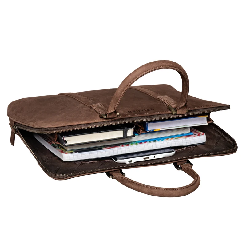 "Leonora" Schmale Aktentasche Damen Leder 15,6 - 16 Zoll Laptoptasche