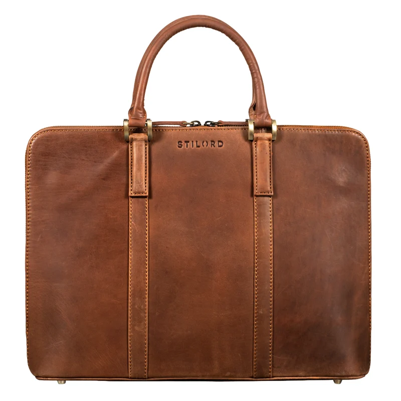 "Leonora" Schmale Aktentasche Damen Leder 15,6 - 16 Zoll Laptoptasche