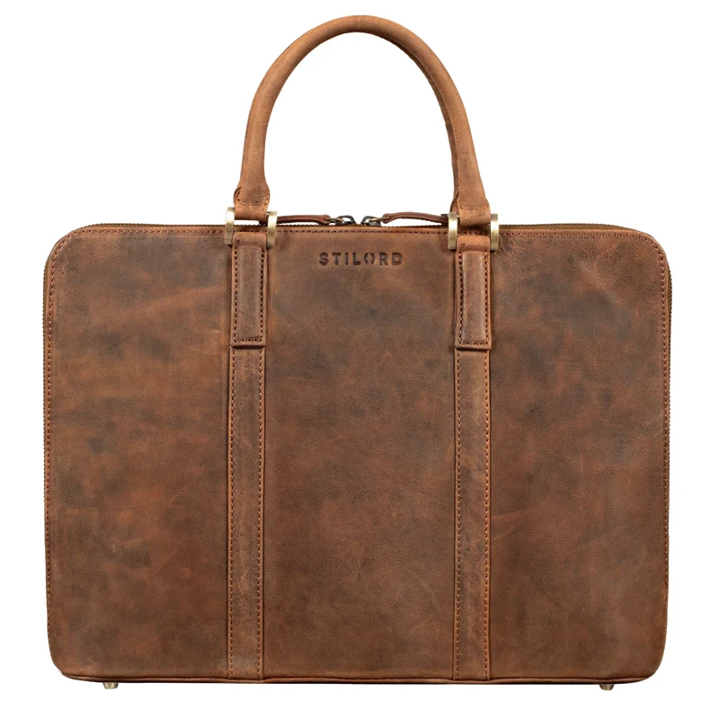 "Leonora" Schmale Aktentasche Damen Leder 15,6 - 16 Zoll Laptoptasche