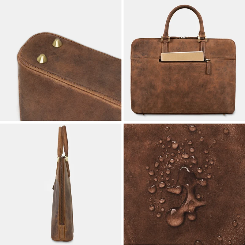 "Leonora" Schmale Aktentasche Damen Leder 15,6 - 16 Zoll Laptoptasche